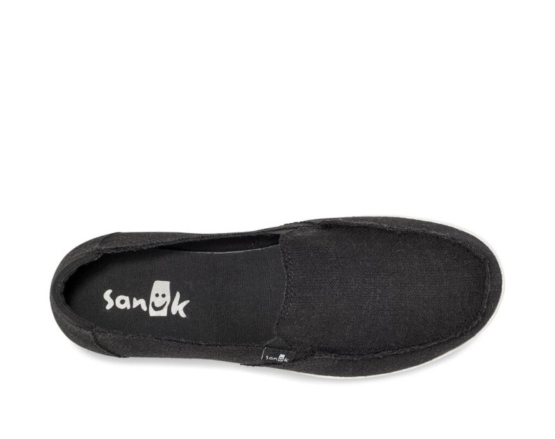 Sanuk Donna Lite Tx Canvas Slip On Women's Sidewalk Surfers Black | Canada 148XYU